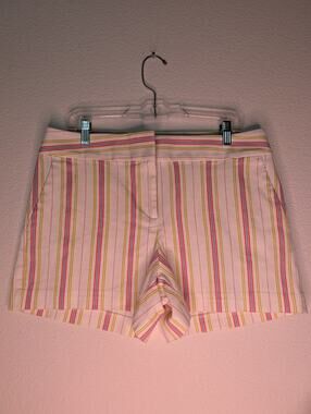 LOFT NWT 4" Striped Chino Shorts Pink Yellow  10 Preppy Coastal Summer Capsule